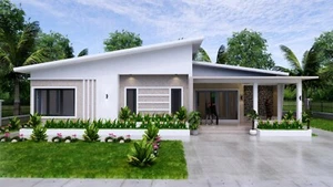 49x30 Feet House Plan 15x9 Meter with 3 Beds 3 Baths Shed Roof (A4 Hard Copy) - Picture 1 of 10