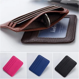 Front Pocket Minimalist Leather Slim Wallet Medium Size Coin Purse Card Holder - Picture 1 of 26