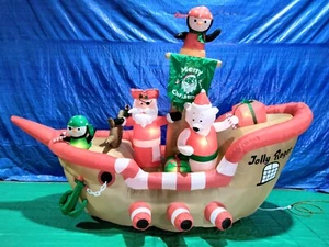 9' Gemmy Airblown Inflatable Christmas Pirate Jolly Roger Ship M536 - 86021 - Picture 1 of 3