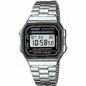 Casio Vintage 36.3mm Silver Plastic Case Silver Stainless Steel Band Gary Dial Unisex Wristwatch - A168WA-1YES