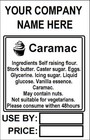 Cup Cake Label Personalised Ingredients Sticky Labels, Company Name, Price Date