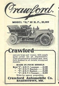 1909 Crawford Touring Car Ad/Hagerstown MD - Picture 1 of 1