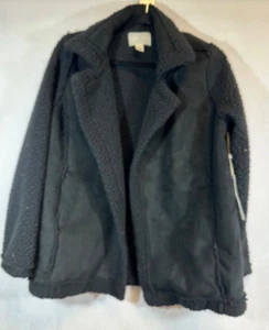 NWT Caslon Faux Sherpa or Shearling Exposed Seam Black Soft Jacket M Nordstrom - Picture 1 of 6