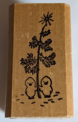 Sello de madera/caucho pájaros rama árbol Charlie Brown árbol vintage 1986 Foto 1 de 4