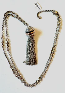 Brighton Silver Plated Two Tone NEPTUNE'S RINGS Long Tassel Necklace - Picture 1 of 5