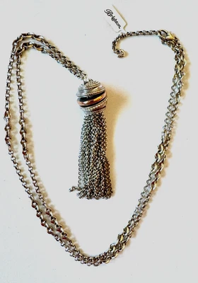 Brighton Silver Plated Two Tone NEPTUNE'S RINGS Long Tassel Necklace - Image 1 of 4