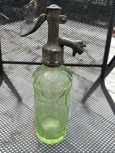 Syphon Sodaflasche Uranglas Siphonflasche Antik Grün 0,75 L - Bild 1 von 5
