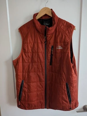 LL Bean Vest Mens Large Orange Primaloft Packaway Puffer Quilted - Image 1 of 4