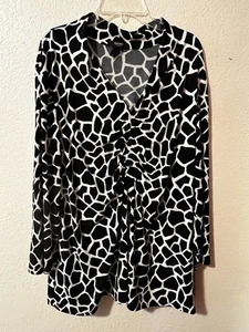 Neu mit Etikett Alfani weißes Zebra-Top mit Tiermotiv Übergröße 2X - Bild 1 von 9