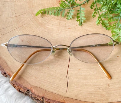 Laura Ashley Golden Gold Rose Floral Eyeglasses Oval Frames Half Rimless 49-19 - Image 1 of 4