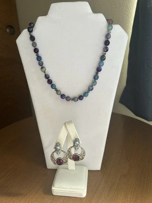 Collar de ágata arco iris con pendientes  Foto 1 de 4