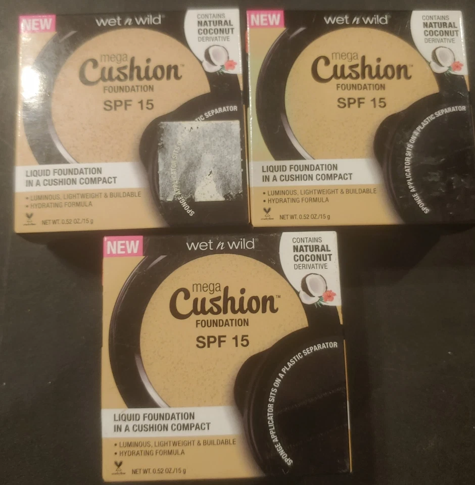 Wet N Wild Megacushion Liquid Foundation Light Ivory 106A SPF 15 0.52 Oz