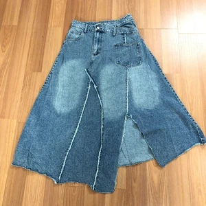Sunday Up Medium (Fits 28 In) Asymmetrical Zip Flat Denim Jean Maxi Skirt HRJ - Picture 1 of 17