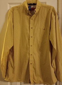 Camisa Goerge Strait Wrangler Para Hombre Talla L Amarilla Con Diseños Grises Abotonada - Imagen 1 de 7