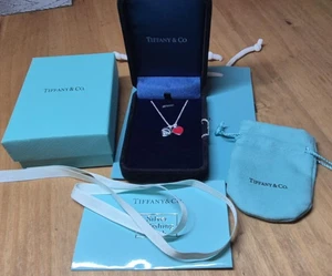 Return to Tiffany Red Double Heart Tag Pendant Silver Mini – Excellent - Picture 1 of 5