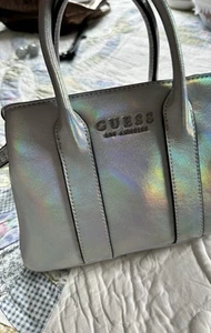 Guess Metallic Holographic Rainbow Petite Satchel-Brand New - Picture 1 of 9