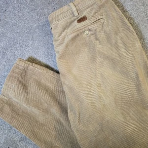 Pantalones de pana vintage Polo Ralph Lauren para hombre 40x32 Andrew beige plisado - Imagen 1 de 11