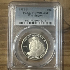 1982-S Washington Half Dollar – PCGS PR69 DCAM – 90% Silver Proof Coin - Picture 1 of 5