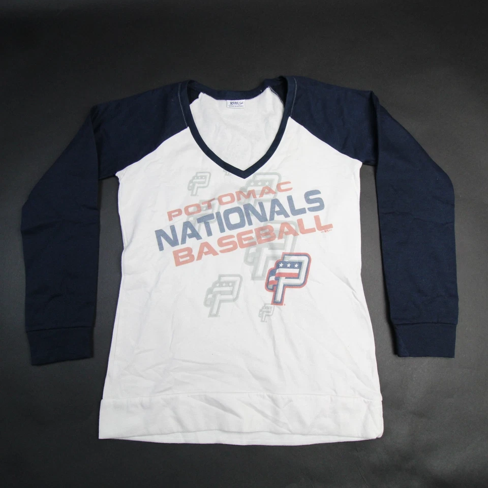 Camisa de manga larga Potomac Nationals Gear for Sports para mujer blanca/azul marino usada Foto 1 de 1