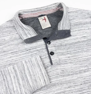 Relwen Pullover Henley Collar Sweater Men's Large Cotton Blend Sweatshirt Gray - Picture 1 of 10