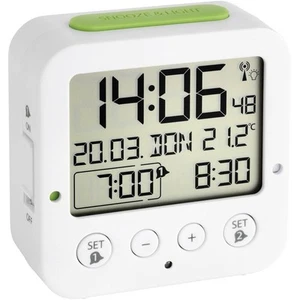 TFA Dostmann 60.2528.02 Funk Wecker Weiß, Grün Alarmzeiten 2 - Bild 1 von 4