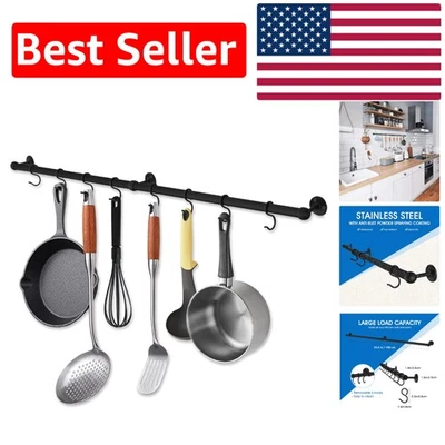 Estante para ollas montado en la pared de acero inoxidable de 39,4 pulgadas - organizador elegante negro mate Foto 1 de 4