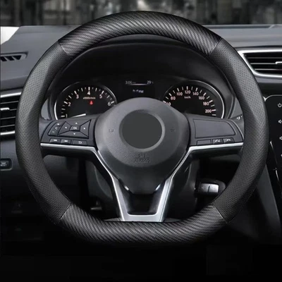 15"38 leather+carbon fiber Steering Wheel Cover For Renault All models - Image 1 of 4