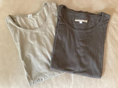 Hermosas camisetas básicas para mujer H2O EQUIP 2 atemporales talla L marrón marino/beige Foto 1 de 4