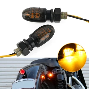 2x LED Motorrad Mini Blinker Getönt Kurz Vorne Hinten  E24-Geprüft Universal 12V - Picture 1 of 13