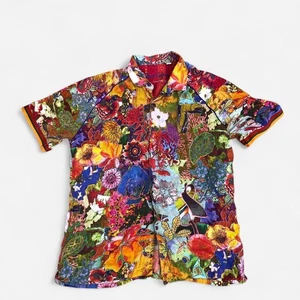 Camisa Robert Graham Edición Limitada Hombres L Paisajes Floral Lino Colorido LEER* - Imagen 1 de 9