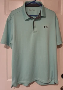 Under Armour Polo Shirt Mens XL Aqua Golf Short Sleeve Heatgear Loose - Picture 1 of 6