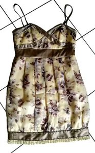 Vestido de fiesta de cóctel con cuentas amarillo marrón talla 8 Laundry ByShelli Segal para mujer - Imagen 1 de 7