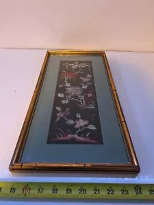 VINTAGE 19th CENTURY CHINESE SILK EMBROIDERY FRAMED - Picture 1 of 6