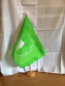 AFRICAN UNION FLOOR STANDING FLAG & WOODEN BASE - Picture 1 of 1