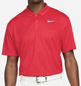NWT Nike Dri-Fit Red 2-Button Golf Polo Shirt Men's Size 2XL Red CU9792-657