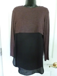 Tunica donna grigia crop top nero trasparente mod ref taglia S small - Foto 1 di 9