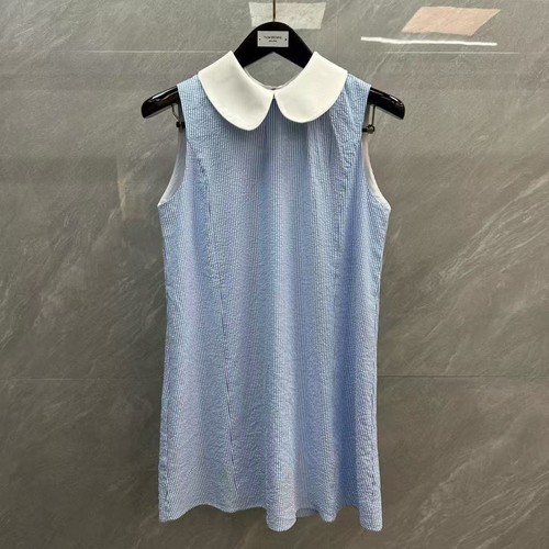 Gonna donna Thom Browne a righe senza maniche con colletto colore a contrasto a forma di A