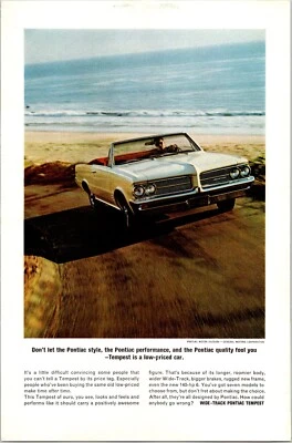 PRINT AD 1964 Pontiac Tempest Cameo Ivory Ocean Coast Drive 6.5 x 10 - Image 1 of 3