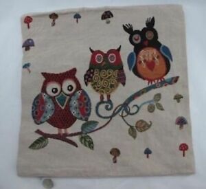 Owls On Branch Cover Cotton Pillow Case Sofa Home Decor 
