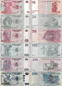Congo set 10+20+50+100+200+500 Francs - Pick 93-99 UNC random years - Picture 1 of 1