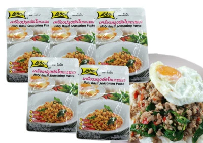Pasta de tempero LOBO 5 x 50 g de manjericão sagrado comida picante popular sabor tailandês autêntico - Imagem 1 de 4