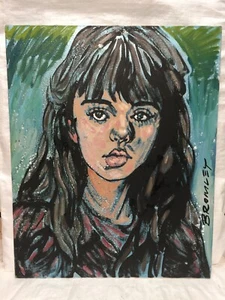 David Bromley Original Painting Acrylic- stretch CANVAS - 65x50cm GIRL PORTRAIT - Picture 1 of 5