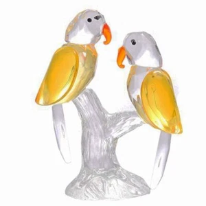 Crystal Parrot Figurine 1 Pair Birds Glass New Home Décor Ornament Wedding Gift - Picture 1 of 5