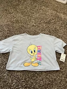 Girls Looney Tunes Tweety Cropped Short Sleeve Graphic T-Shirt XS 4-5 - Picture 1 of 3