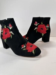 KATE SPADE Black Floral Booties Langton Boot,Size 7.5 M - Picture 1 of 14
