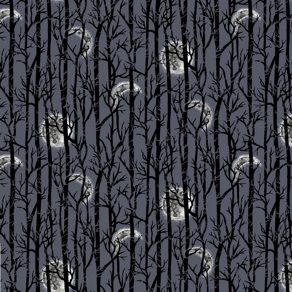 Studio E Spooky Night Moonlight Trees Midnight Cotton Fabric by The Yard - Image 1 of 1