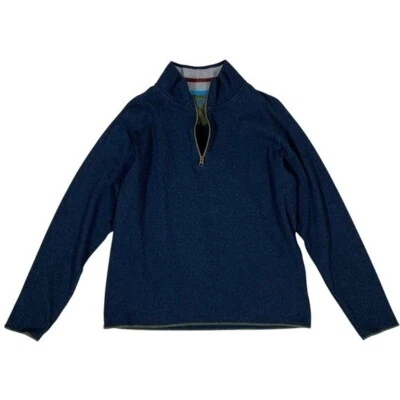 Pullover Robert Graham media cremallera mezcla de algodón de lujo azul grande Foto 1 de 4