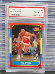 1986-87 Fleer Doc Rivers Rookie Card RC #91 PSA 8 Atlanta Hawks NM-MT