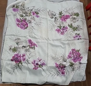 Vintage silk  Scarf  women's  purple flowers approx 30 inches - Picture 1 of 7