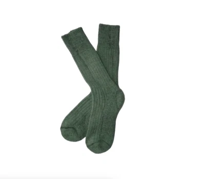 ALPACAPRODUCTS.CO.UK Green 75% ALPACA Wool Walking Boot Socks with Terry Loop Sole -Thermal Warm Cosy